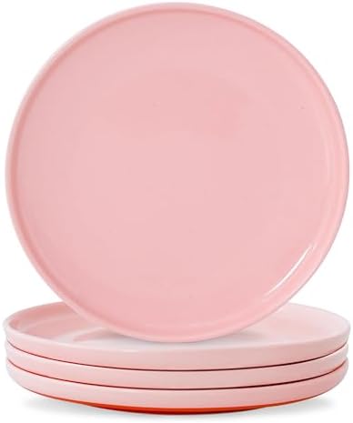 10.25-Inch Dinner Plates, Set of 4, Pink by Ruxmirae