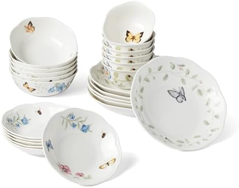 Lenox Butterfly Meadow Porcelain 24-Piece Variety Bowl Set for 6 by Lenox