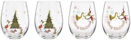 Lenox Merry Grinchmas Glass Tumblers, Christmas Set of 4, 4.75 Inch by Lenox