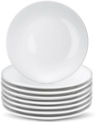 8 Pcs Porcelain Dessert Plates, Round Small White Plates, 6 Inch by RAIHOMKIT