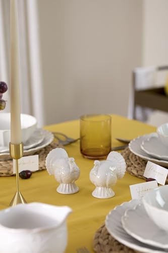 Lenox French Perle White Carved Turkey Ceramic Salt and Pepper Shakers Set - Image 4