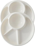Unbreakable Divided Plates for Adults Portion Control Plates Set of 2 White Round Plastic Dinner Plate 9 Inch for Camping Outdoor or Every Day Use by AIYoo
