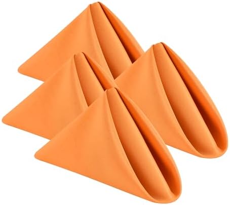 Wolkemer Set of 4 Orange Cloth Napkins 17x17 Inches Washable Dinner Napkins by Wolkemer