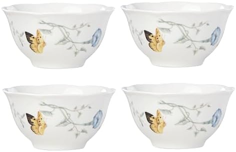 Lenox Butterfly Meadow Porcelain 16oz Rice Bowl Set for 4 (4-Piece) by Lenox