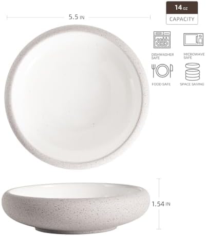 Uaral Ceramic Salad Plate Set,Small Dinner Plates and Bowls,Side Dishes with Texture Grey Finish Underside, Set of 4,5.5inch,14oz(Color Clay Grey and White) - Image 7