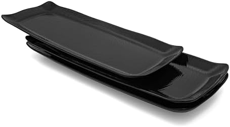TP 16" Melamine Serving Platters Set of 3, Black Rectangular Trays by TastePrime