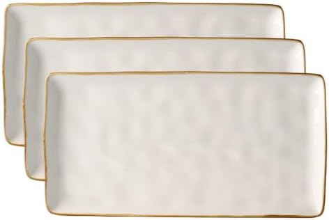 famiware Serving Platters for Food, 14.09" x 7.48", 3-Pack, Vanilla White by Famiware