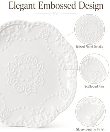 White Small Dessert Plates Set of 4,Ceramic Dinner Plates 6 Inch for Appetizer, Fruits, Cake, Salad,Microwave Safe,Christmas Gift - Image 5