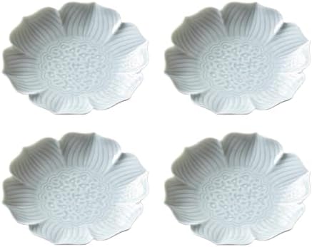 Gaolinci Zen Ceramic Plate, 5 Inches Lotus Shaped Appetizer Plates, Dessert Plate, Nut Plate (Set of 4) by Gaolinci