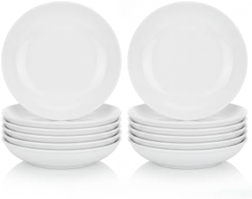 Vesici 12 Pcs 8.46 Inch Melamine Dinner Plates White Salad Dessert Plates by Vesici