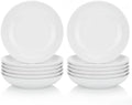 Vesici 12 Pcs 8.46 Inch Melamine Dinner Plates White Salad Dessert Plates by Vesici