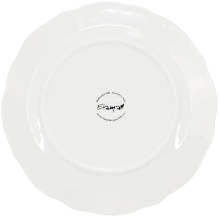 Elama Henryi 6 Piece Embossed Rim Detail Porcelain White 8.75 Inch Salad Plate Set, Tableware Set, Serveware (6 Pc Salad Plate) - Image 3