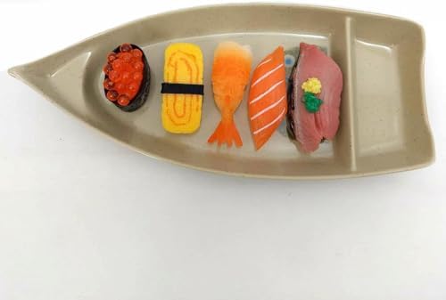 JapanBargain Sushi Boat Serving Plates 6-Pack, 10 Inch Japanese Sushi Sashimi Platter with Sauce Divider, Melamine Sushi Serving Tray for Sushi, Appetizers, Snacks, Restaurant Style Plate - Image 4