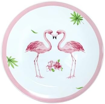 Colias Wing 8" Pink Flamingos Pattern Stylish Design Ceramic Salad/Pasta/Fruit/Appetizer/Dessert Dishes Holiday Plates Christmas Dinner Plates-Set of 4-Round - Image 2