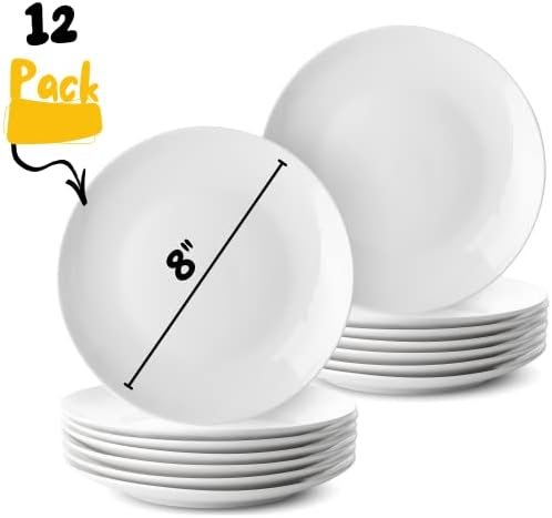 BTaT- White Dessert Plates, 8 inch, Set of 12, Small Plates for Appetizers (Pack of 2) - Image 2