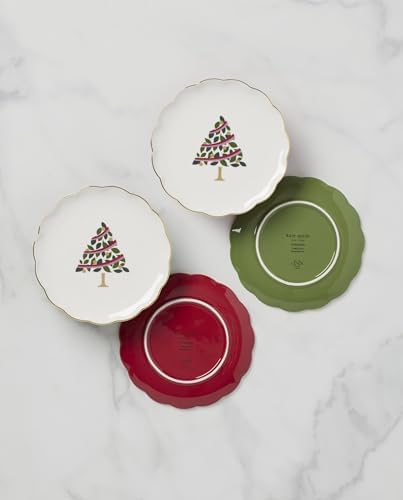 kate spade new york Evergreen Christmas Tidbit Plates, Dessert Set for 4 - Image 2
