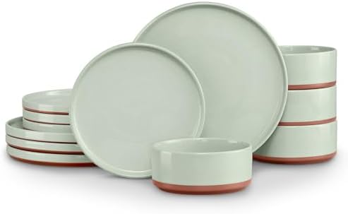 LIANYU 12 Piece Dinnerware Set for 4, Modern Style Stoneware Dinnerware Set by LIANYU
