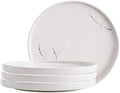 Ceramic Appetizer & Dessert Plates, 8-Inch Round Serving Plates (4-Pack, White Flowers) by DealbyBox