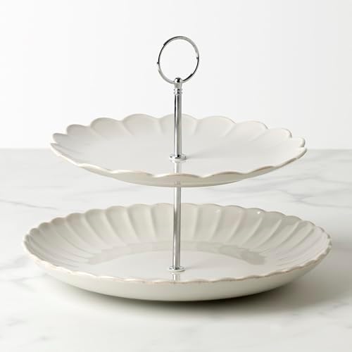 Lenox 897195 French Perle Scallop White 2-Tier Server - Image 2