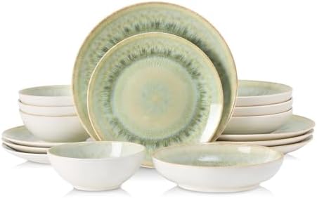 DOMICREVERY Ceramic Plates and Bowls Sets for 4,16 pcs Dinnerware sets by Unknown