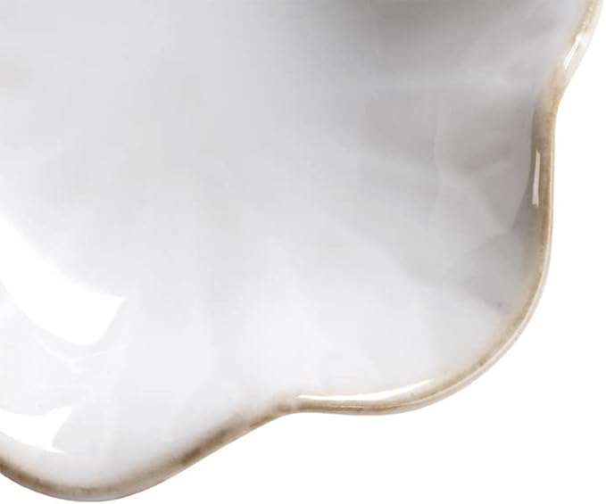 Lotus Leaf Shape Ring Holder Dish, Small Key Bowl, Ceramic Trinket Tray Jewelry Dish Organizing Necklace Earrings for Mom Friend Sister, White. All Jewelries Are NOT Included.