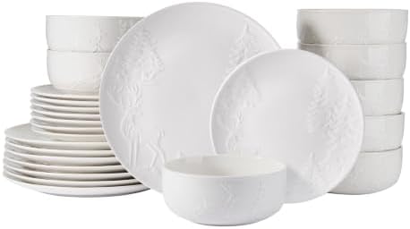 Pfaltzgraff Trailside Lodge 24 Piece White Dinnerware Set, Plates, Bowls by Pfaltzgraff