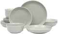 Gibson Home Summer Shades 16 Piece Plates and Bowls Dishes Service for 4 Porcelain Dinnerware Set - Grey by GibsonHomewares