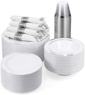 Goodluck 400 Piece Silver Plastic Dinnerware Set for 50 Guests by GoodLuck