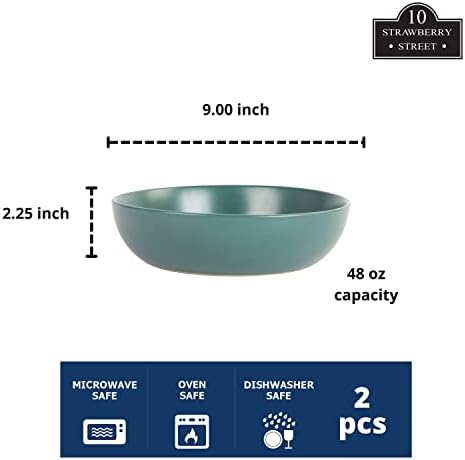 10 Strawberry Street Wazee Matte 9"/48oz Serving Bowl, Set of 2, Emerald Green - Image 2