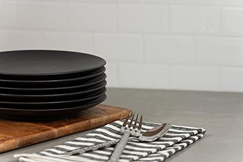 10 Strawberry Street Wazee Matte 8.25" Coupe Salad Plate, Set of 6, Black - Image 4