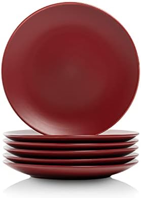 10 Strawberry Street Wazee Matte 8.25" Coupe Salad Plate, Set of 6, Red by 10StrawberryStreet