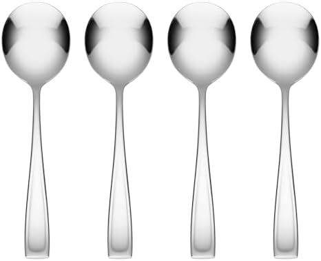 Oneida Moda Soup Spoons Silverware Set for 4, Flatware by Oneida