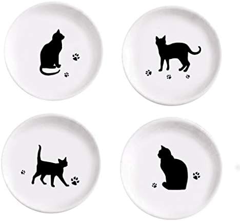 4pcs Ceramic Cat Dinner Plates Seasoning Dishes Appetizer Plates Dipping Bowl by MISS+TUTU