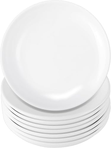 8 Pack 6 Inch White Ceramic Dessert Plates, Round by Dyrfolm