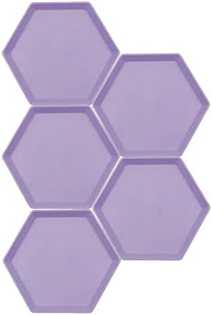 Incauca 5 Pack 6 Inch Lightweight Mini Wheat Straw Plates, Reusable Hexagon Dessert Plates, Small Saucers Plates, Plastic Side Dish Plates for Serving Snack Appetizer Salad Fruit, Purple by Incauca