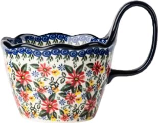 25oz Ceramic Soup Bowl with Handle – Handcrafted Floral Pottery Cereal & Ramen Bowl – Large Microwave & Dishwasher Safe Decorative Bowl for Everyday Use or Gift (Wild Marigold, 15oz)