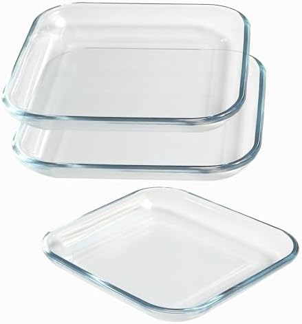 7 Inch Square Tempered Glass Dessert Plates, Small Mini Appetizer, Fruit, Salad and Cake Plates, Set of 3 - Image 3