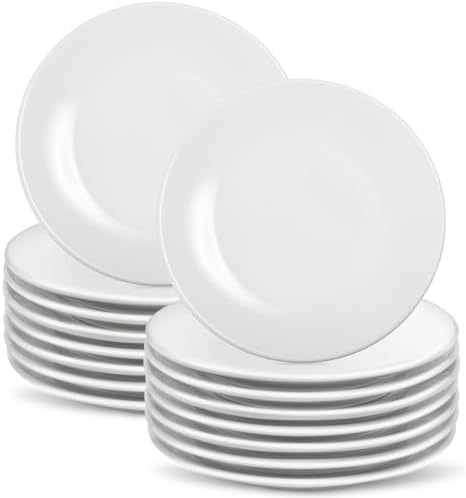 16 Pcs Porcelain Dessert Plates,6 inch White Appetizer Plates,Round Small White Plates,Small Plates for Appetizers,Ceramic Dessert Plate for Cake Snacks,Microwave Oven and Dishwasher Safe by RAIHOMKIT