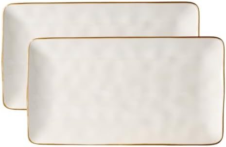 Famiware Serving Platters for Food, 15.67" x 8.62", 2-Pack, Vanilla White by Famiware
