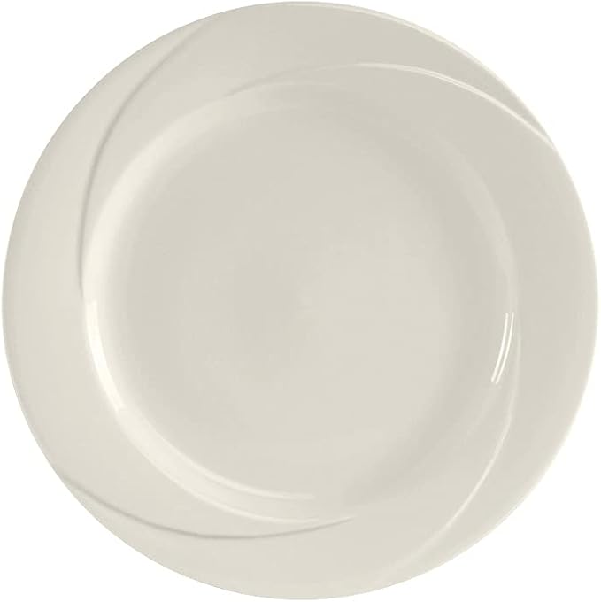 Tuxton China ASU-004 Plate, 8-1/8" Diameter, Round, Wide Rim, Embossed Pattern, Microwave and Dishwasher Safe, Oven Proof, Fully Vitrified, Ceramic, AlumaTux, San Marino, Pack of 24