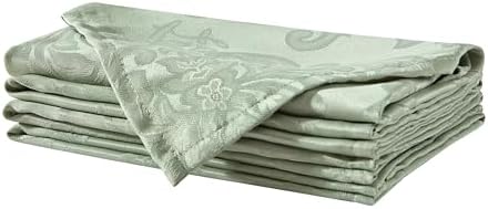 Newbridge Barcelona Damask Fabric Napkins, Set of 4, Sage Green – No Iron, Soil Resistant Cloth Napkins for Dining, Parties and Holidays by HomeBargainsPlus