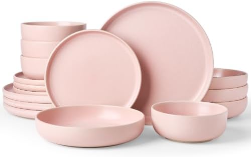 Famiware Milkyway 16-Piece Stoneware Dinnerware Set, Light Pink by Famiware