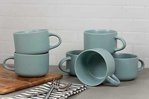 10 Strawberry Street Wazee Matte 4.75"/22 oz Oversized Mug, Set of 6, Mineral Blue - Image 3