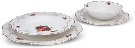 Karaca Forever Bone China Antique 24-Piece Dinner Set for 6 People, Multicolor Floral Dinnerware Set, Lightweight Fine China Plates and Bowls, Microwave and Dishwasher Safe Tableware - Image 4