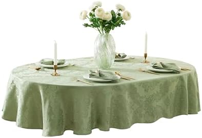 Newbridge Barcelona Damask Fabric Tablecloth, 60 x 84 Inch Oval, Sage Green – No Iron, Soil Resistant Table Cover for Dining, Parties and Holidays - Image 6