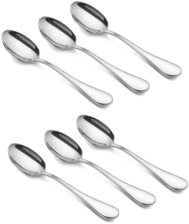 HornTide 6-Piece Mini Tea Spoon Set Dessert Coffee Spoon Flatware Stainless Steel Mirror Polishing 5.5-Inch 14cm by HornTide