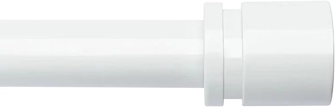 Curtain Rods for Windows 16 to 48 or 60 Inches Max Adjustable Length 1 Inch Diameter Window Curtain Rod with Aluminium End Cap, White