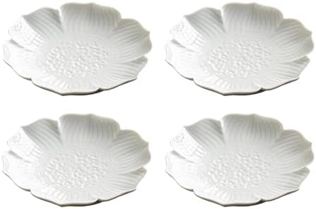 Gaolinci Zen Ceramic Lotus Shaped Appetizer and Dessert Plates (Set of 4) by Gaolinci