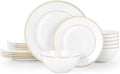 KINGSTONE 18Pcs Gold Trim White Bone China Set, Service for 6 by KINGSTONE