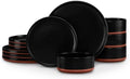 LIANYU 12 Pieces Porcelain Dinnerware Set, Dishes Set for 4, Charcoal Black by LIANYU